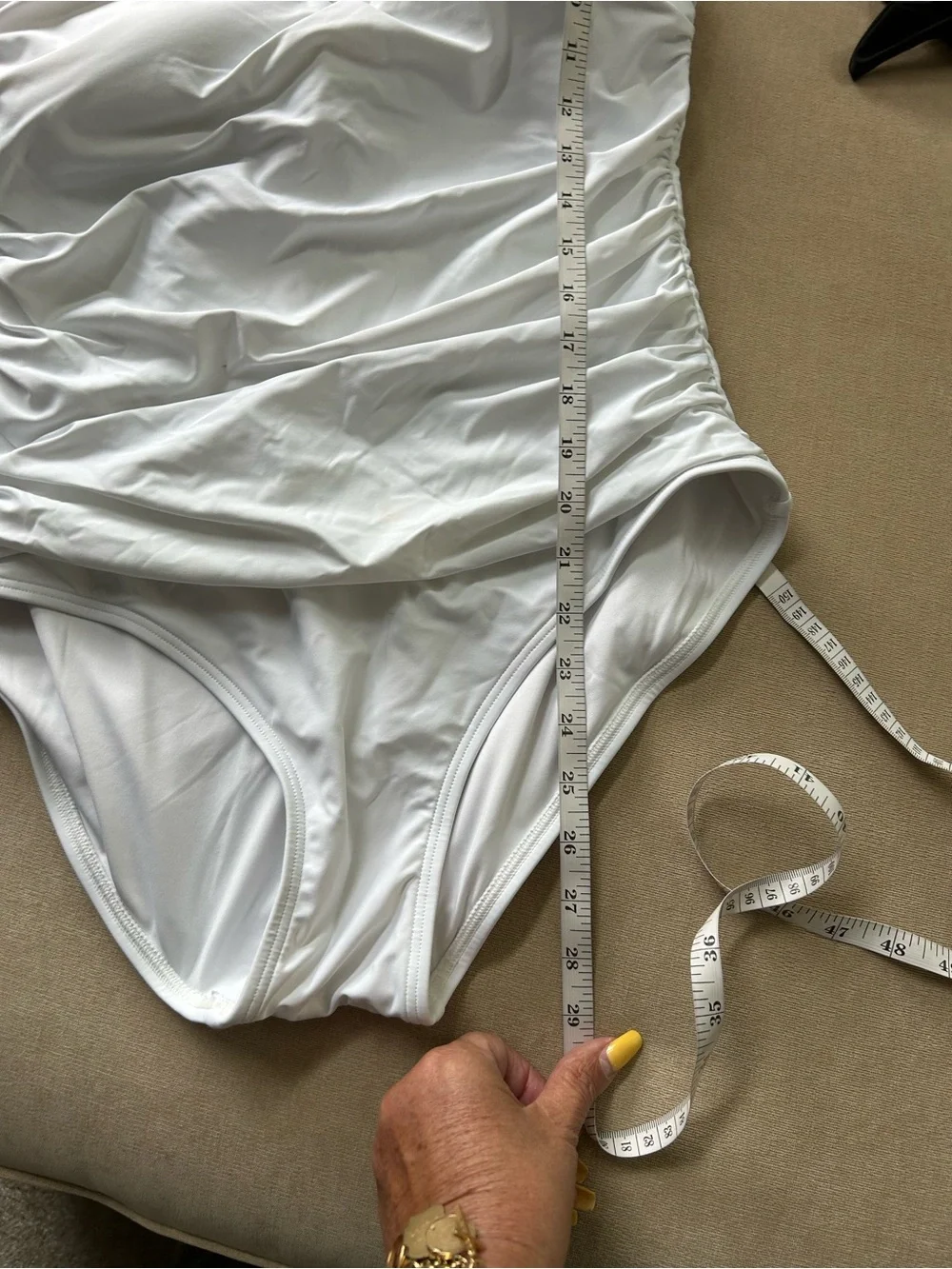 DKNY White Ruched Strap One-Piece Swimsuit - Picture 6 of 9